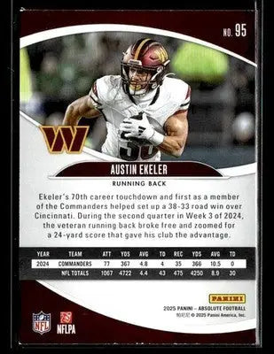 2025 Panini Absolute Austin Ekeler #95 Retail Washington Commanders - Football Card Single