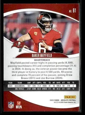 2025 Panini Absolute Baker Mayfield #61 Retail Tampa Bay Buccaneers