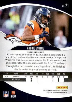 2025 Panini Absolute Black #21 Audric Estime - Football Card Single