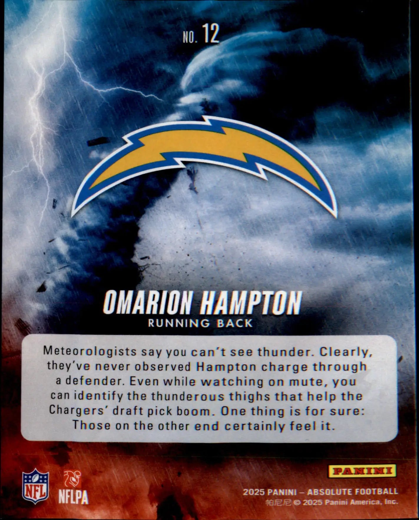 2025 Panini Absolute By Storm #12 Omarion Hampton RC - Football Card Single