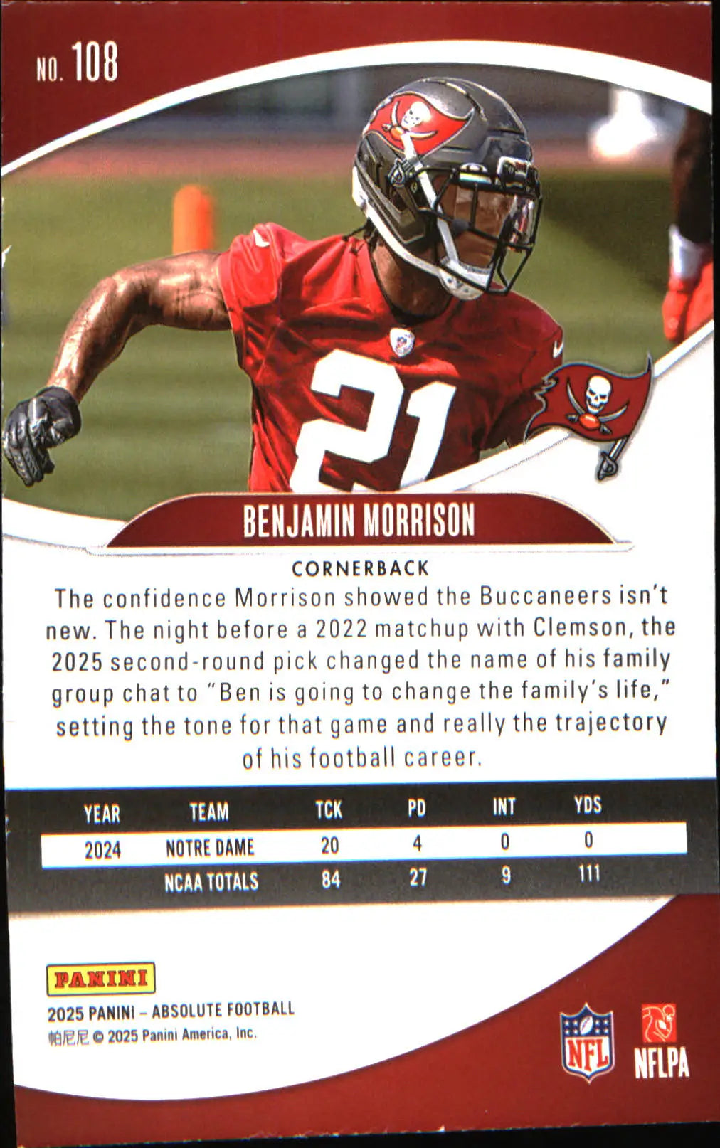 2025 Panini Absolute Countdown Calendar #108 Benjamin Morrison