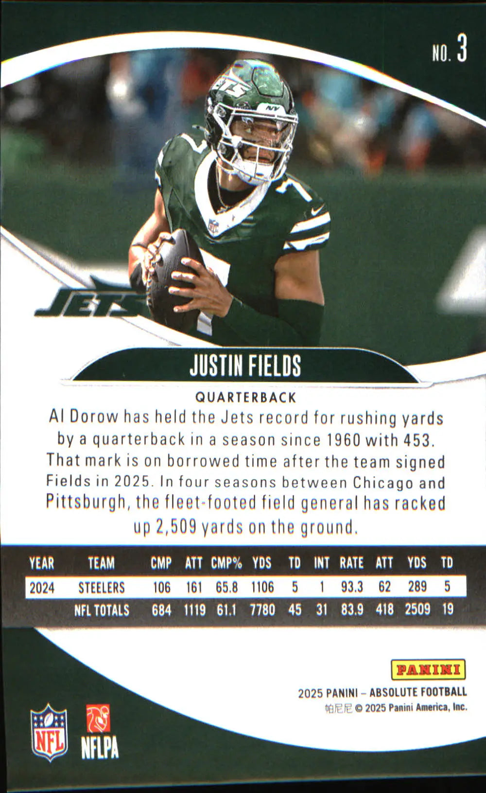 2025 Panini Absolute Countdown Calendar #3 Justin Fields