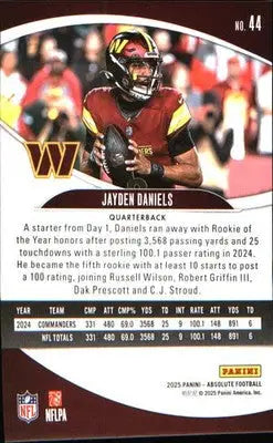 2025 Panini Absolute Countdown Calendar #44 Jayden Daniels - Football Card Single