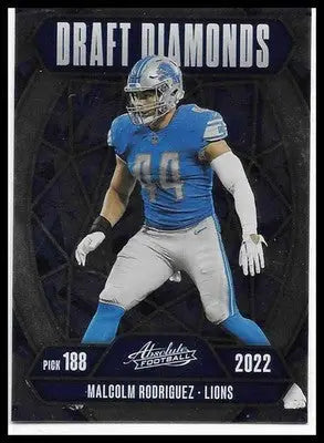 2025 Panini Absolute #DD-MRZ Malcolm Rodriguez Draft Diamonds Insert Lions NFL