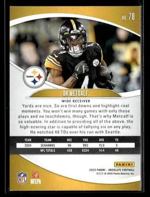 2025 Panini Absolute DK Metcalf #78 Retail Pittsburgh Steelers - Football Card Single