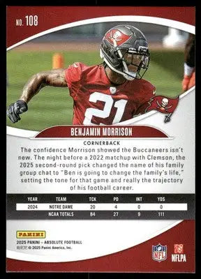 2025 Panini Absolute Football Benjamin Morrison #108 Football - Football Card Single