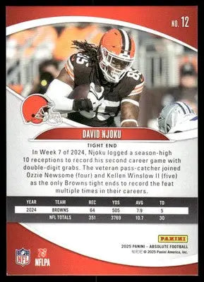 2025 Panini Absolute Football David Njoku #12 Football - Football Card Single