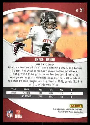 2025 Panini Absolute Football Drake London #51 Football - Football Card Single