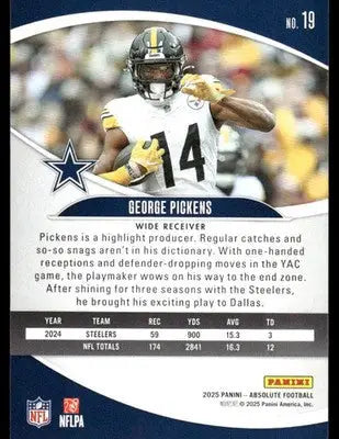 2025 Panini Absolute Football George Pickens #NO-19 Football - Football Card Single