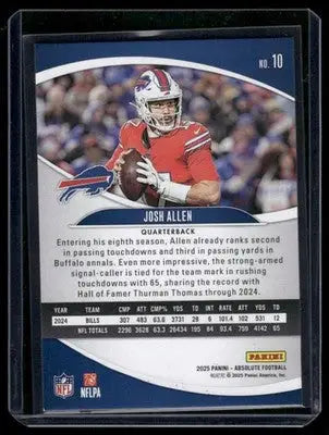2025 Panini Absolute Football Josh Allen #10 Football - Football Card Single