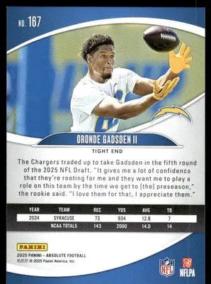 2025 Panini Absolute Football Oronde Gadsden II #167 RC Football - Football Card Single