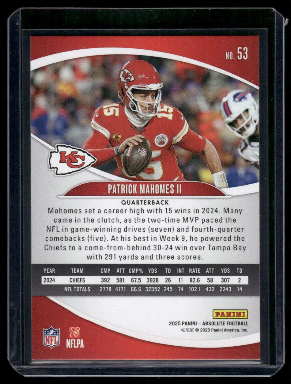 2025 Panini Absolute Football Patrick Mahomes II #53 Football - Football