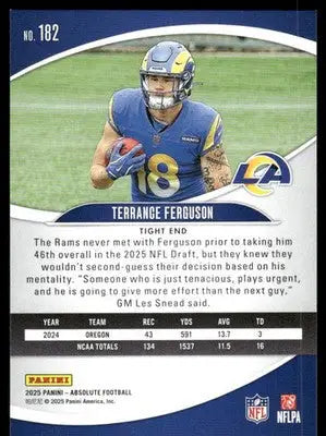 2025 Panini Absolute Football Terrance Ferguson #182 RC Football - Football Card Single