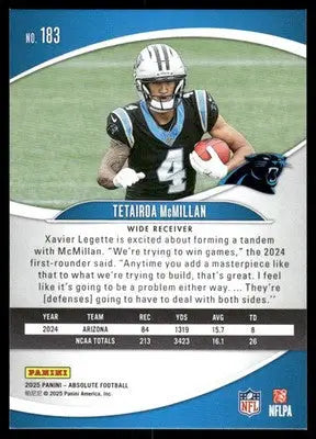 2025 Panini Absolute Football Tetairoa McMillan #183 RC Football - Football Card Single