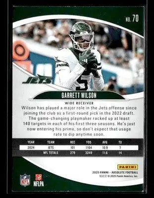 2025 Panini Absolute Garrett Wilson #70 Retail New York Jets - Football Card Single