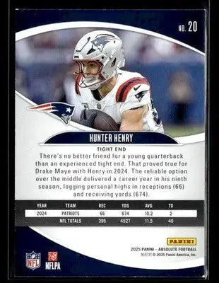 2025 Panini Absolute Hunter Henry #20 Retail New England Patriots - Football Card Single