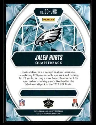 2025 Panini Absolute Jalen Hurts #DD-JHS Draft Diamonds Philadelphia Eagles - Football Card Single