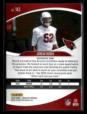 2025 Panini Absolute Jordan Burch #143 Retail RC Arizona Cardinals - Football Card Single