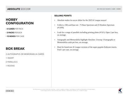 2025 Panini Absolute K League Soccer Hobby Box | Columbia Sports Cards - Sports Card Hobby Boxes