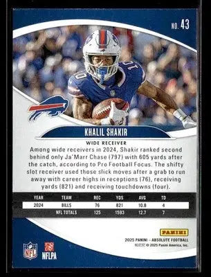 2025 Panini Absolute Khalil Shakir #43 Retail Buffalo Bills - Football Card Single