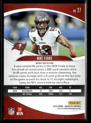2025 Panini Absolute Mike Evans #27 Retail Tampa Bay Buccaneers - Football Card Single