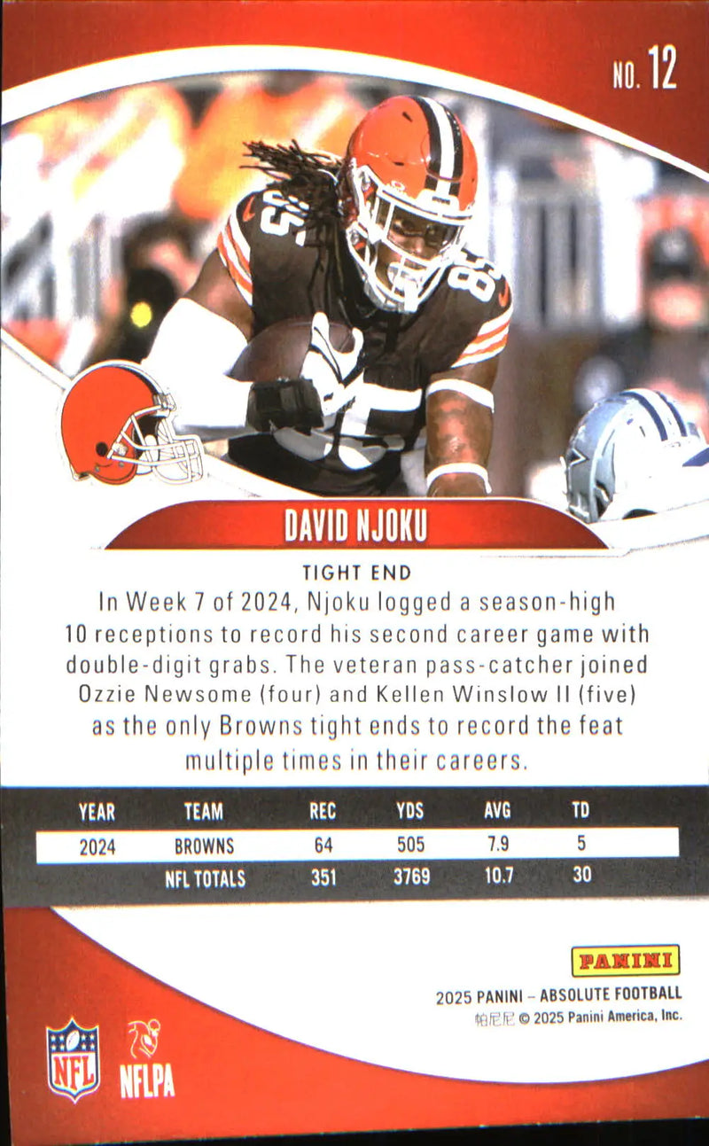 2025 Panini Absolute Retail #12 David Njoku - Football Card Single