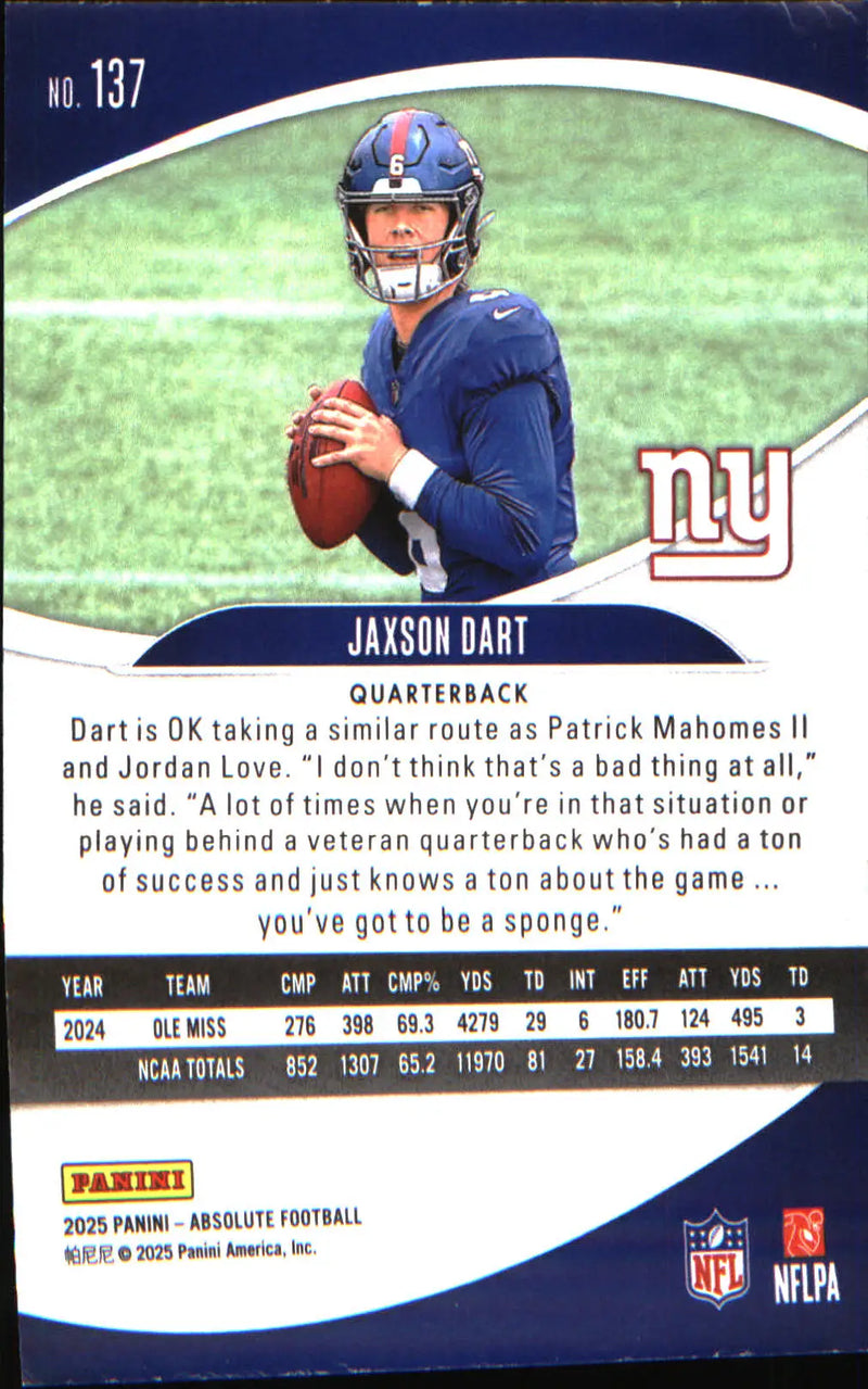 2025 Panini Absolute Retail #137 Jaxson Dart Rookie Rookie