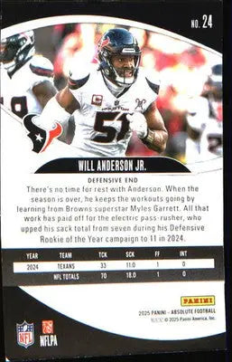2025 Panini Absolute Retail #24 Will Anderson Jr. - Football Card Single