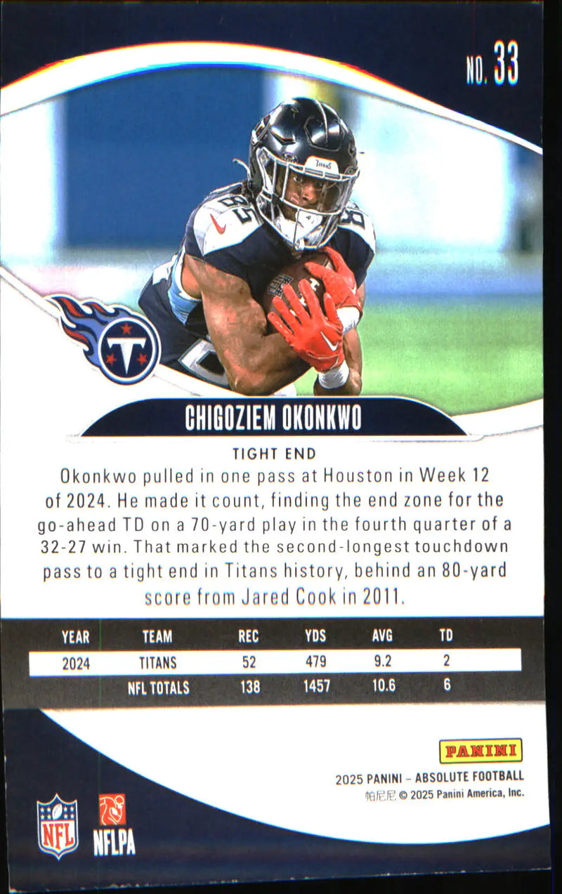 2025 Panini Absolute Retail #33 Chigoziem Okonkwo - Football Card Single