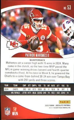 2025 Panini Absolute Retail #53 Patrick Mahomes II - Football Card Single