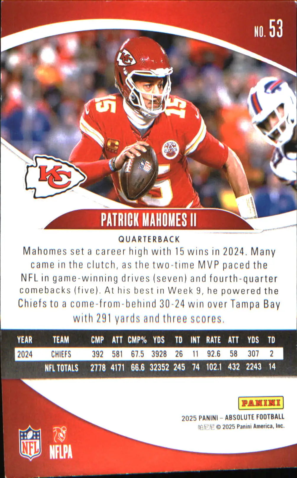 2025 Panini Absolute Retail #53 Patrick Mahomes II - Football Card Single