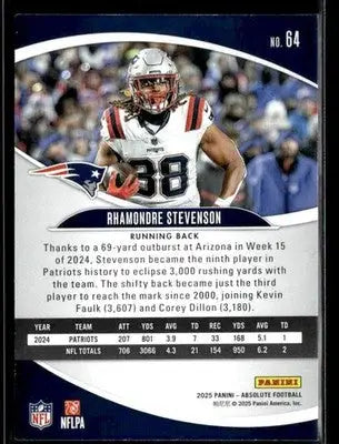 2025 Panini Absolute Rhamondre Stevenson #64 Green Foil New England Patriots - Football Card Single