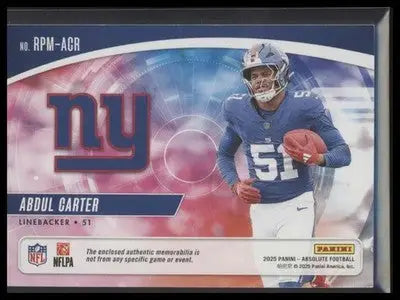 2025 Panini Absolute #RPM-ACR Abdul Carter Rookie Premier Materials #/399 - Football Card Single