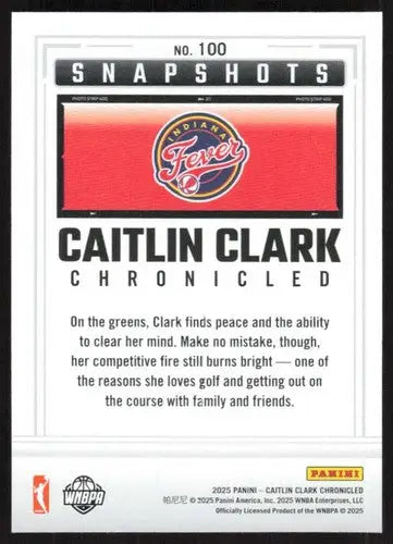 2025 Panini Caitlin Clark Chronicled #100 Caitlin Clark NM Near Mint Sn ID:83128 - Basketball Card Single