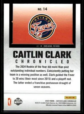 2025 Panini Caitlin Clark Chronicled Caitlin Clark #14 Holo Indiana Fever - Basketball Card Single