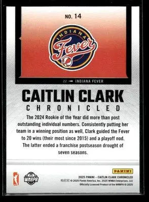 2025 Panini Caitlin Clark Chronicled Caitlin Clark #14 Indiana Fever - Basketball Card Single