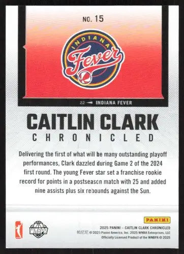 2025 Panini Caitlin Clark Chronicled #15 Caitlin Clark NM Near Mint WNB ID:83115 - Basketball Card Single