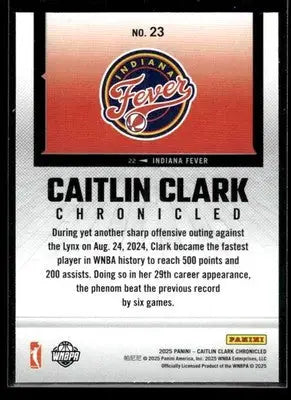 2025 Panini Caitlin Clark Chronicled Caitlin Clark #23 Indiana Fever - Basketball Card Single