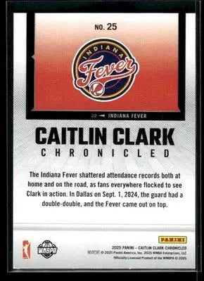 2025 Panini Caitlin Clark Chronicled Caitlin Clark #25 Indiana Fever - Basketball Card Single