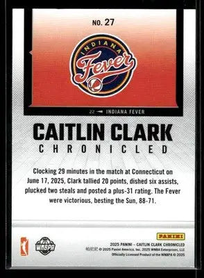 2025 Panini Caitlin Clark Chronicled Caitlin Clark #27 Indiana Fever - Basketball Card Single