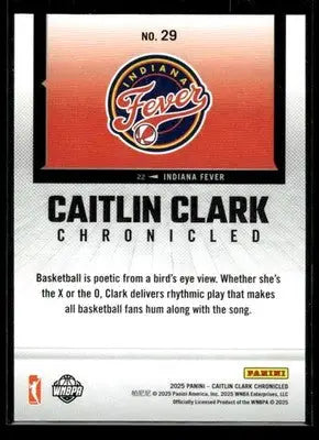 2025 Panini Caitlin Clark Chronicled Caitlin Clark #29 Holo Indiana Fever - Basketball Card Single
