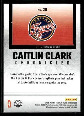 2025 Panini Caitlin Clark Chronicled Caitlin Clark #29 Indiana Fever - Basketball Card Single