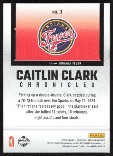 2025 Panini Caitlin Clark Chronicled #3 Caitlin Clark NM Near Mint WNBA ID:83111 - Basketball Card Single