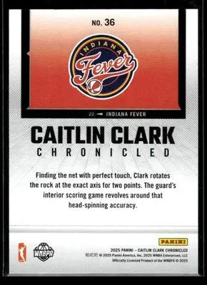 2025 Panini Caitlin Clark Chronicled Caitlin Clark #36 Indiana Fever - Basketball Card Single