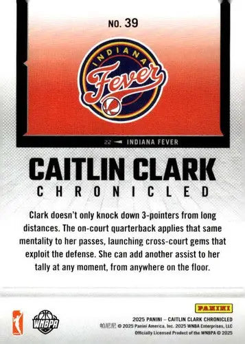 2025 Panini Caitlin Clark Chronicled #39 Caitlin Clark NM Near Mint WNB ID:83117 - Basketball Card Single