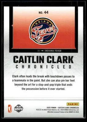 2025 Panini Caitlin Clark Chronicled Caitlin Clark #44 Holo Indiana Fever - Basketball Card Single