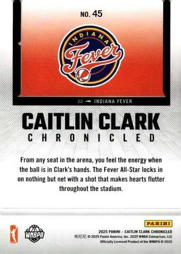 2025 Panini Caitlin Clark Chronicled #45 Caitlin Clark NM Near Mint WNB ID:83118 - Basketball Card Single