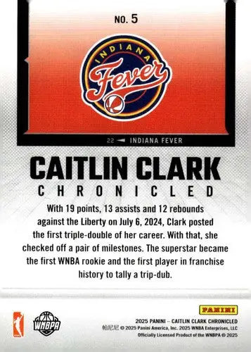 2025 Panini Caitlin Clark Chronicled #5 Caitlin Clark NM Near Mint WNBA ID:83112 - Basketball Card Single