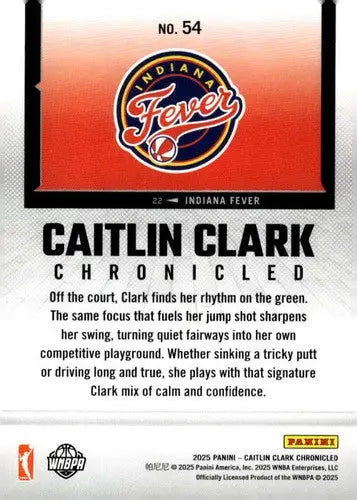 2025 Panini Caitlin Clark Chronicled #54 Caitlin Clark NM Near Mint Lif ID:83120 - Basketball Card Single