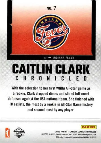 2025 Panini Caitlin Clark Chronicled #7 Caitlin Clark NM Near Mint WNBA ID:83113 - Basketball Card Single